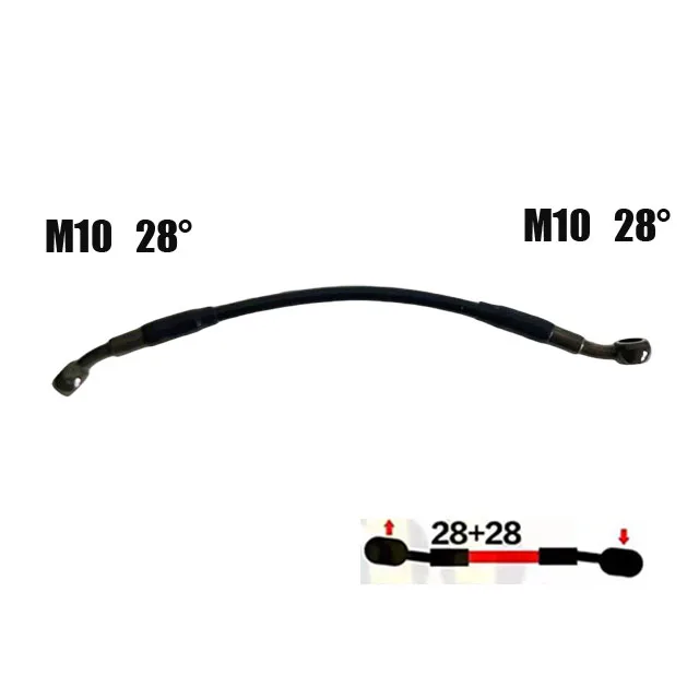 

Гидравлическая тормозная труба мотоцикла, усиленная оплетка из нержавеющей стали AN3, тормозная муфта M10 0 ° 28 ° 90 ° Тормозной шланг для мотокросса 1/8