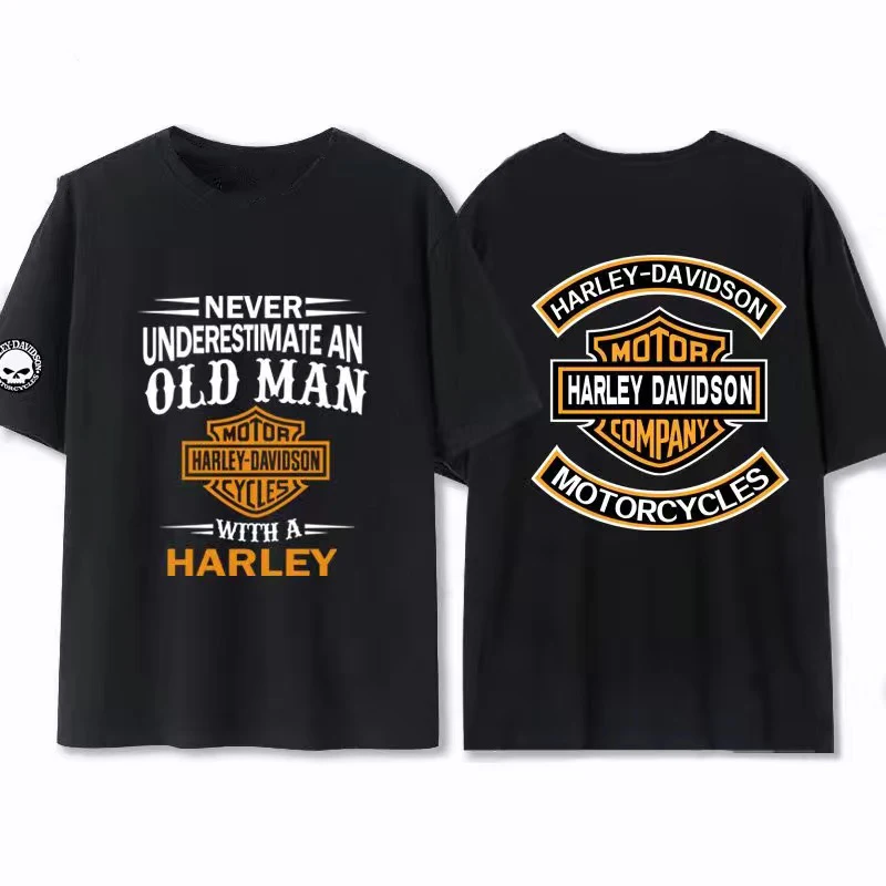 

2023 new official flagship store free shipping summer embroidery printing Harley motorcycle short-sleeved hip-hop T-shirt