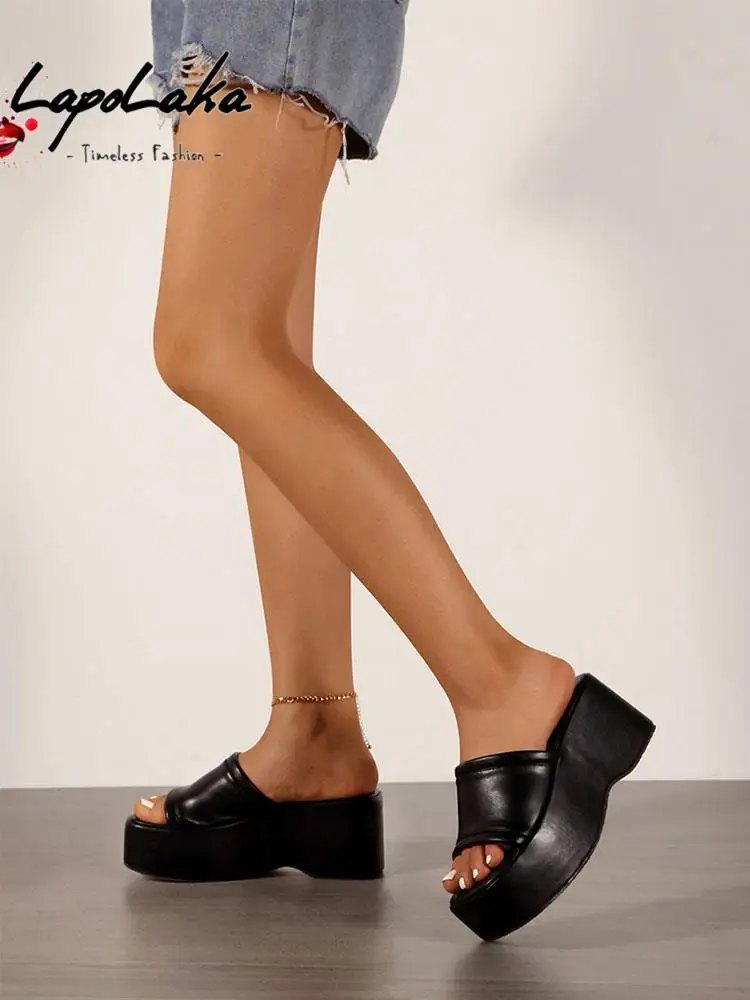 LapoLaka 2022 New Hot Super High Heel Slippers Heightening Fashion Street Outdoor Shoes All-match Comfortable Big Size Slippers