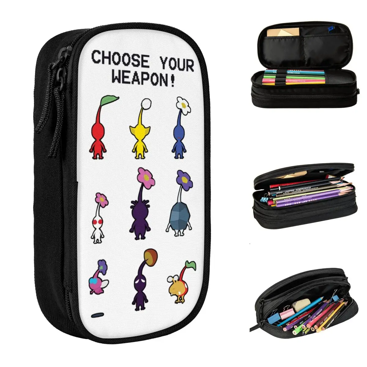 

Fun Cute Pikmin Cartoon Pencil Cases Pencilcases Pen for Girls Boys Big Capacity Bag School Supplies Cosmetic Accessories