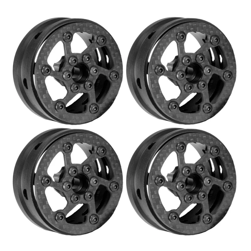 

4Pcs Carbon Fiber 1.9Inch Beadlock Wheel Rim Hub For 1/10 RC Crawler Car Axial SCX10 Traxxas TRX4 RC4WD D90 MST VS4-10