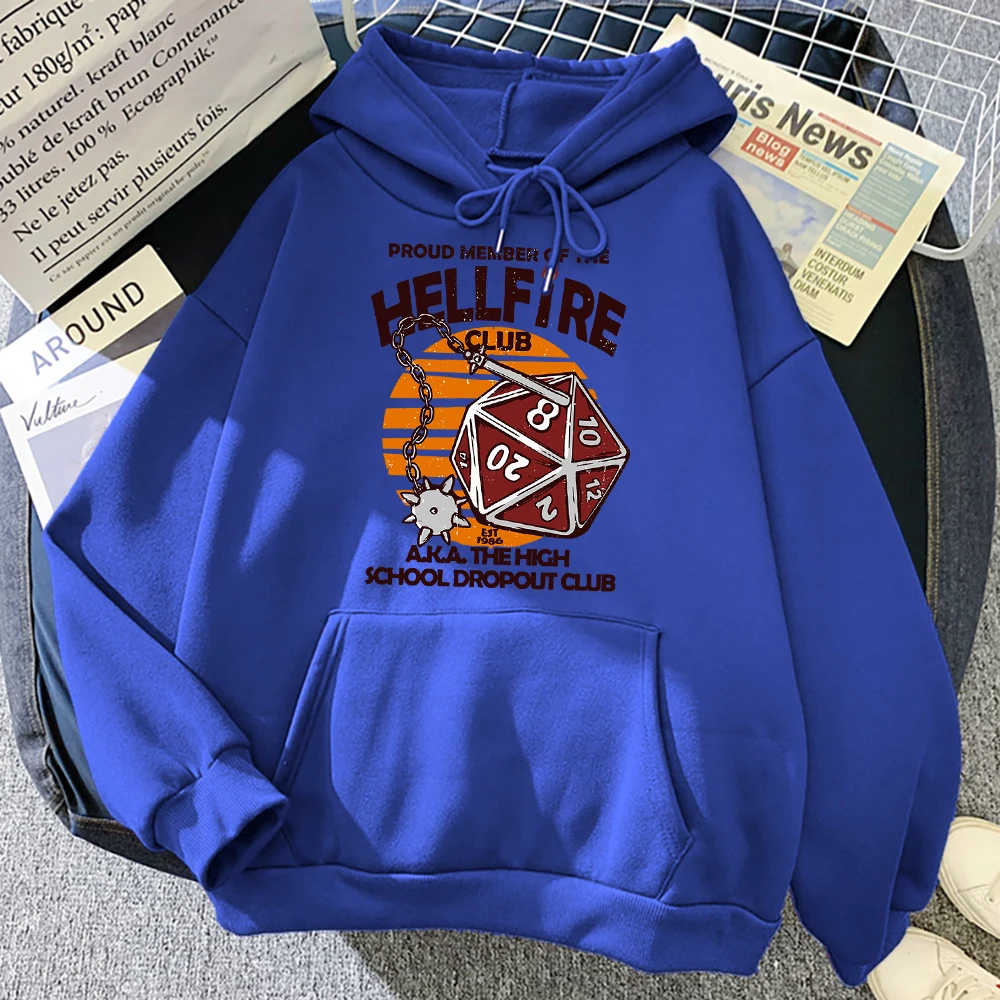 

The Hellfire High School Dropout Club Mens Hoody Vintage Clothing Loose Autumn Casual Sportshirt Fleece Crewneck Men Pullover