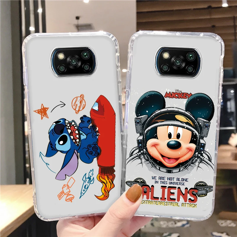 

Astronauts Lilo & Stitch For Xiaomi Mi Poco X4 X3 NFC F4 F3 GT M4 M3 M2 X2 F2 F1 Pro C3 5G Civi Transparent Phone Case