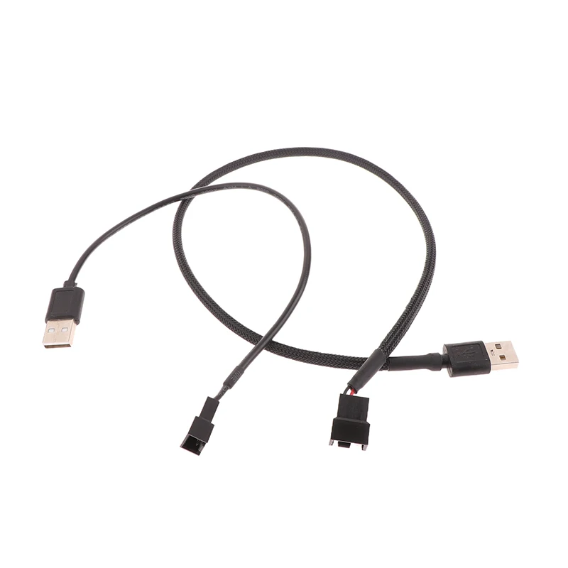 1PC Case Fan Adapter Connector Cable USB 2.0 A Male To 3-Pin PWM 5V Sleeved Power
