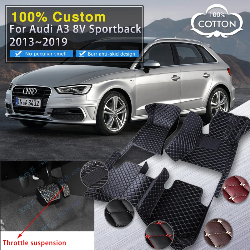 

Car Floor Mats For Audi A3 8V Sportback 2013~2019 Waterproof Rug Anti Dirt Pad Luxury Leather Mat Full Set Car Accessories 2014