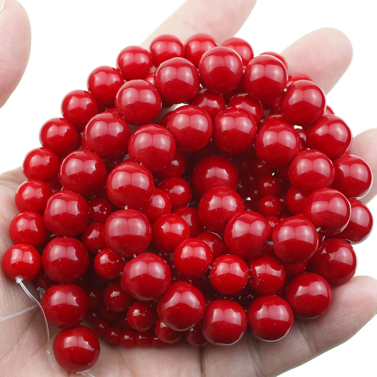 4/6/8/10/12 мм красный синтетический коралловый камень круглые свободные бусины для