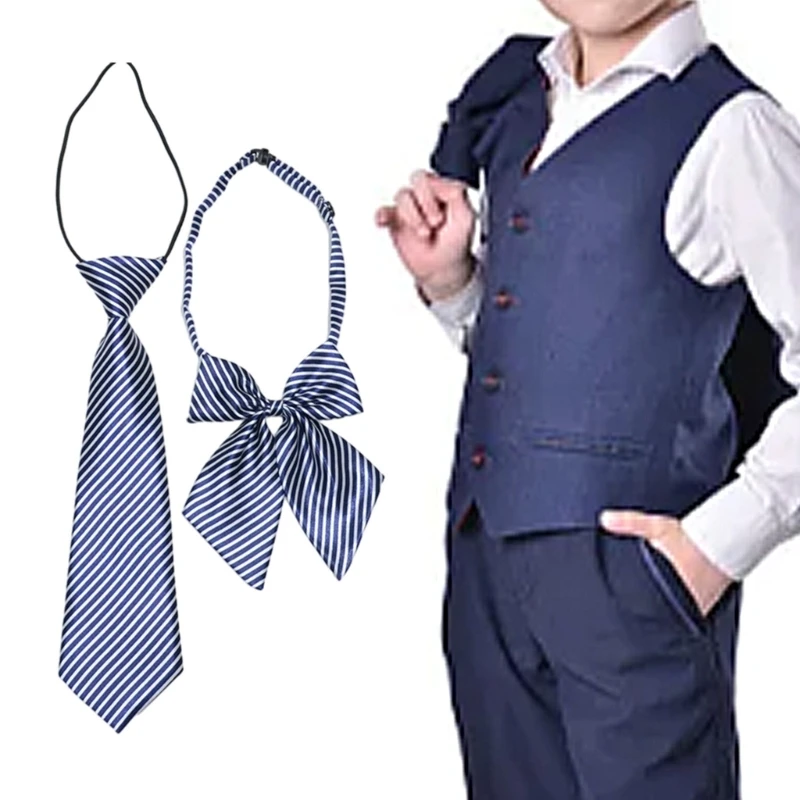

Women Knot Free Neck Tie for Uniform Striped Necktie Uniform School Accessories