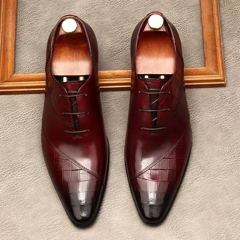 

Italian Mens Black Dress Shoes Wedding Genuine Leather Lace Up Mens Oxford Shoes Brogue Classic Business Men Formal Shoes