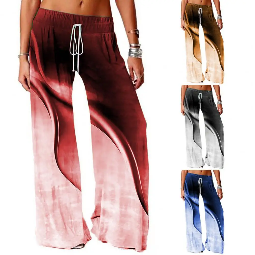 

Simple Women Trousers Elastic Good Workmanship Breathable Printed Women Trousers