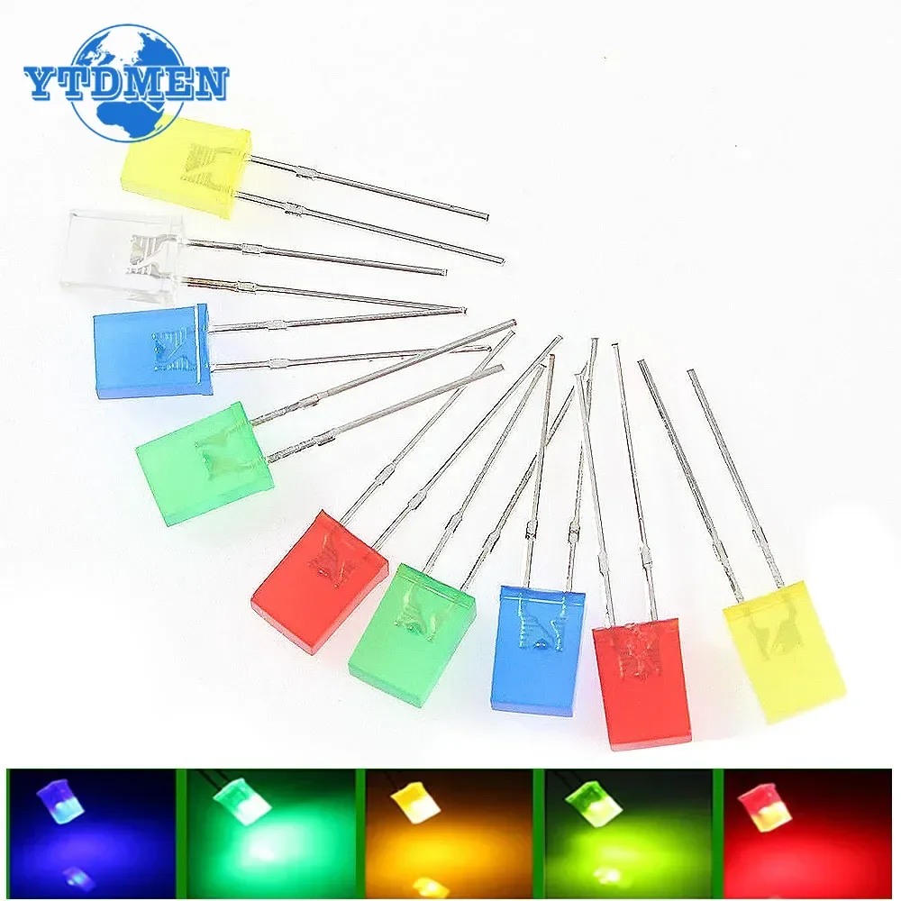 100 шт квадратный флуоресцентный диод 2*5*7 мм Флуоресцентный красный желтый
