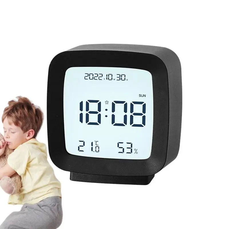 

Time Clock Desktop Table Clock Electronic Alarm Digital Clock Voice Control Night Light Temperature Humidity Display