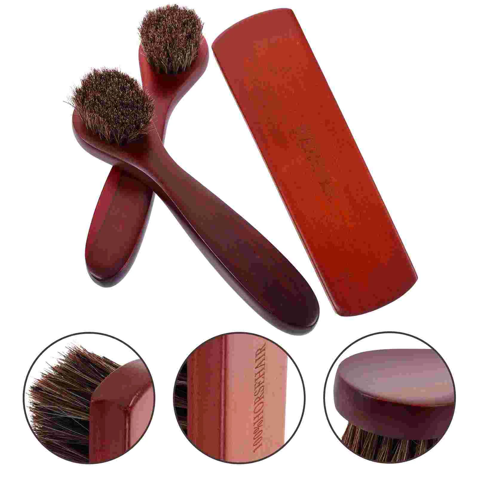 

3pcs Horsehair Shoes Brushes Boot Cleaning Brushes Furniture Seat Brushes