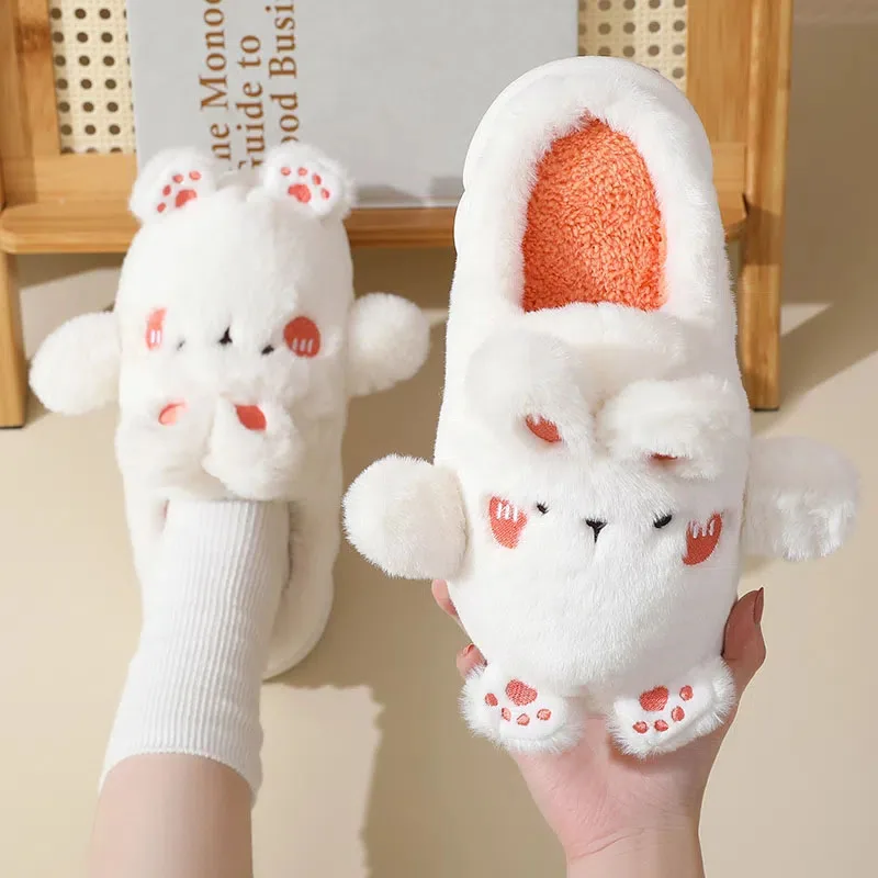 2022 Autumn And Winter New Cartoon Cotton Slippers Thick Bottom Home Indoor Couple Fur Slippers Confinement Shoes Non-Slip Warm