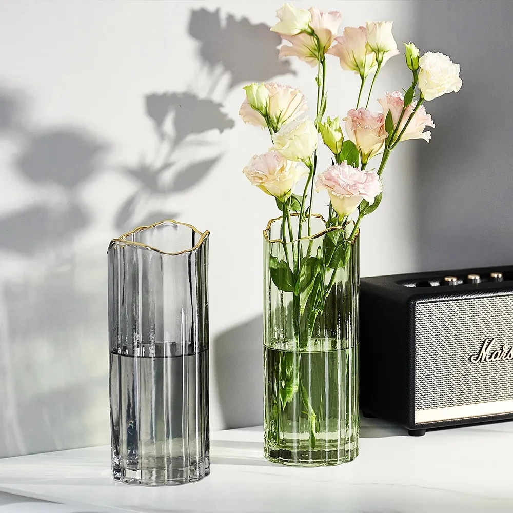 

Modern Nordic Transparent Glass Vase Flower Living Room Home Decoration Tabletop Hydroponic Vases Terrarium Minimalist Ornaments