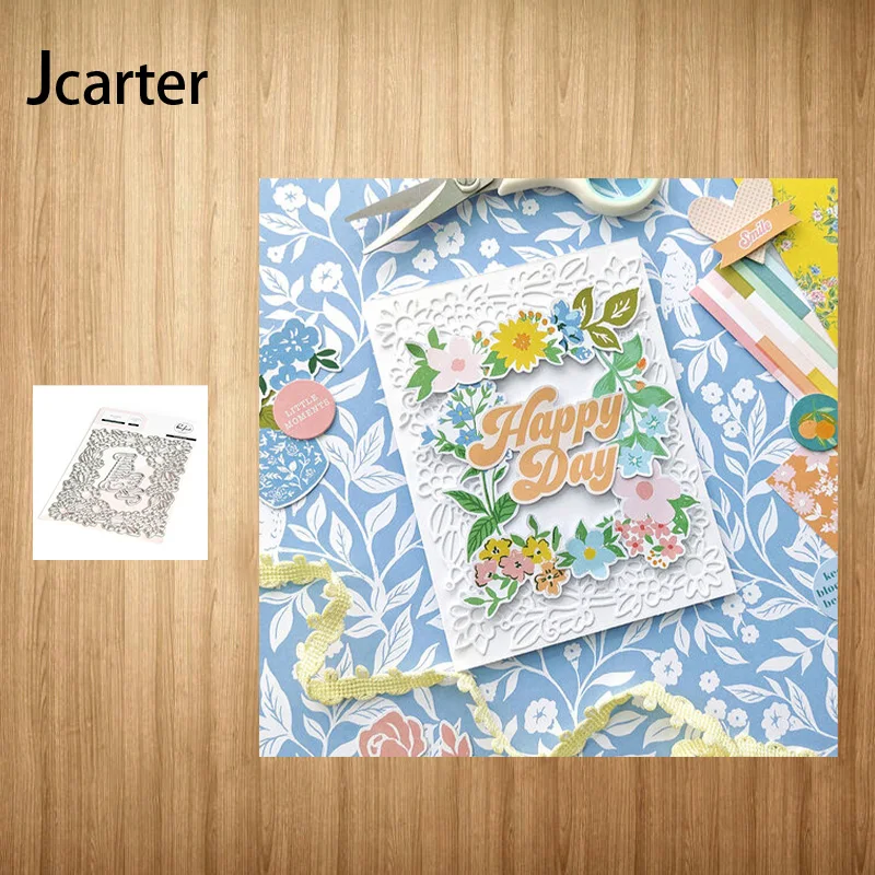 

Happy Day Flowers Frame Mold Craft Embossing Stencil for Scrapbooking Handmade Tool Album Model Punch Blade Decoration Template