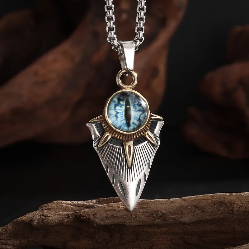 

Gothic Blue Evil Eye Pendant Sun Eye Shield Necklace for Men Women Biker Party Halloween Amulet Jewelry Gift