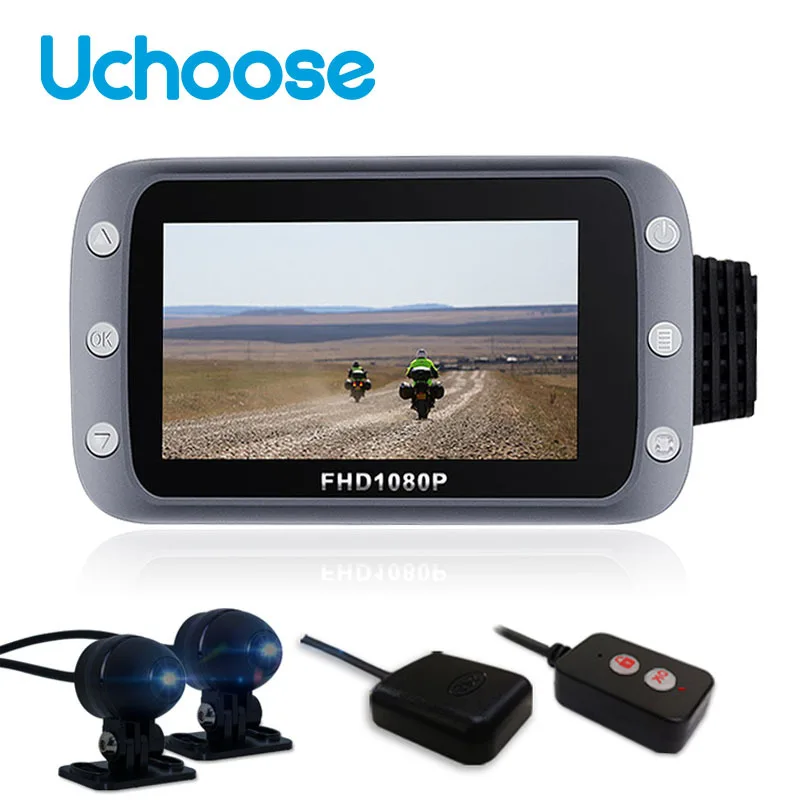 

Uchoose GreenYi WiFi Motorcycle DVR Motorcycle Camera GPS Dash Cam 1080P+1080P Full HD Front Rear View Waterproof