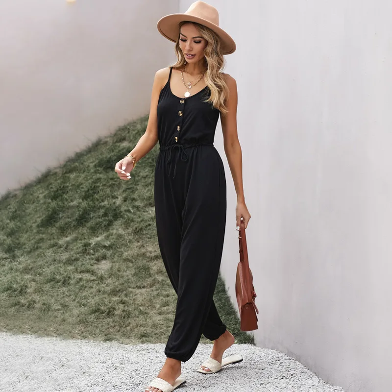 New Summer Women's Waist Rompers, Suspender Strap Leg Capri , Women Casual Wear, Jumpsuit  Pants