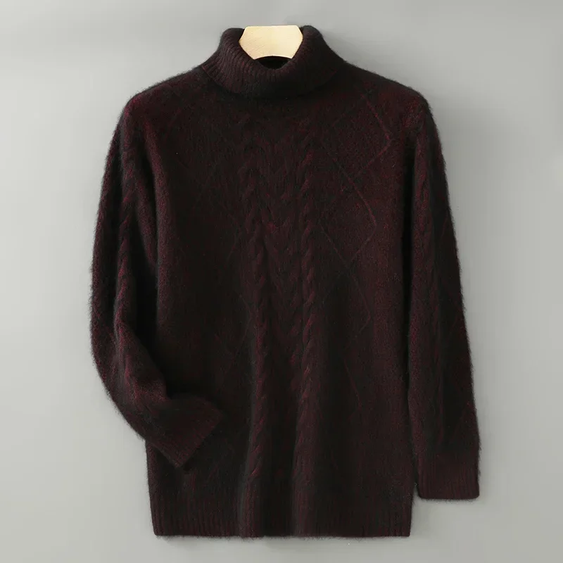 Мужской повседневный топ с высоким воротником на спине 100% норковый кашемир