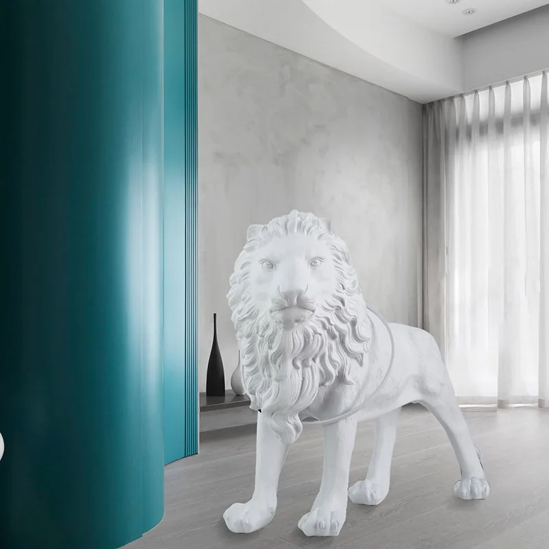 

FRP lion animal sculpture decoration living room villa hotel designer large creative art floor lamp