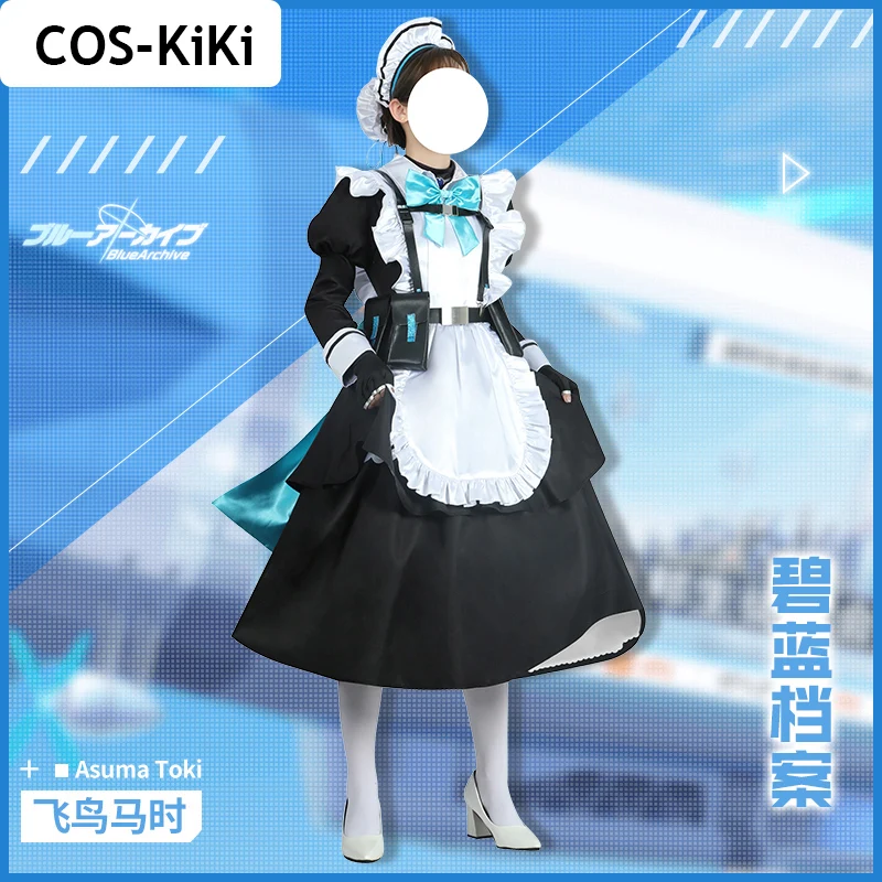 

Костюм служанки COS-KiKi с голубым архивом, костюм служанки Asuma, великолепный костюм для Хэллоуина, искусственный костюм для ролевых игр любого размера
