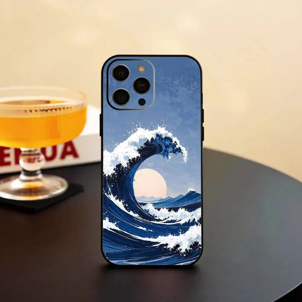 Фото Крутой силиконовый мягкий чехол G-Great W-Wave Kanagawa для iPhone 17 16 15 14 13 12 11 X XR Plus Pro Max Plus №2