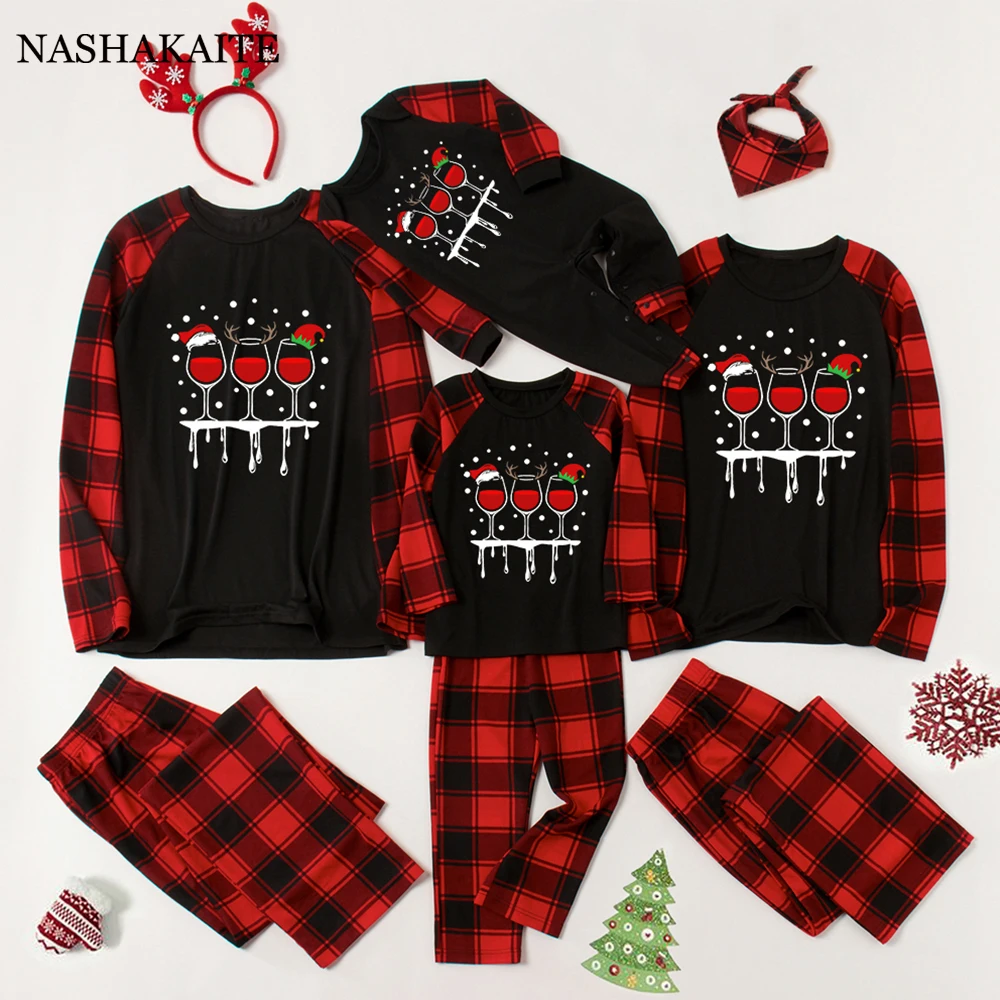 Christmas Family Pajamas Family Matching Outfits Plaid letter print Matching Sleepwear Christmas PJS mommy and me clothes