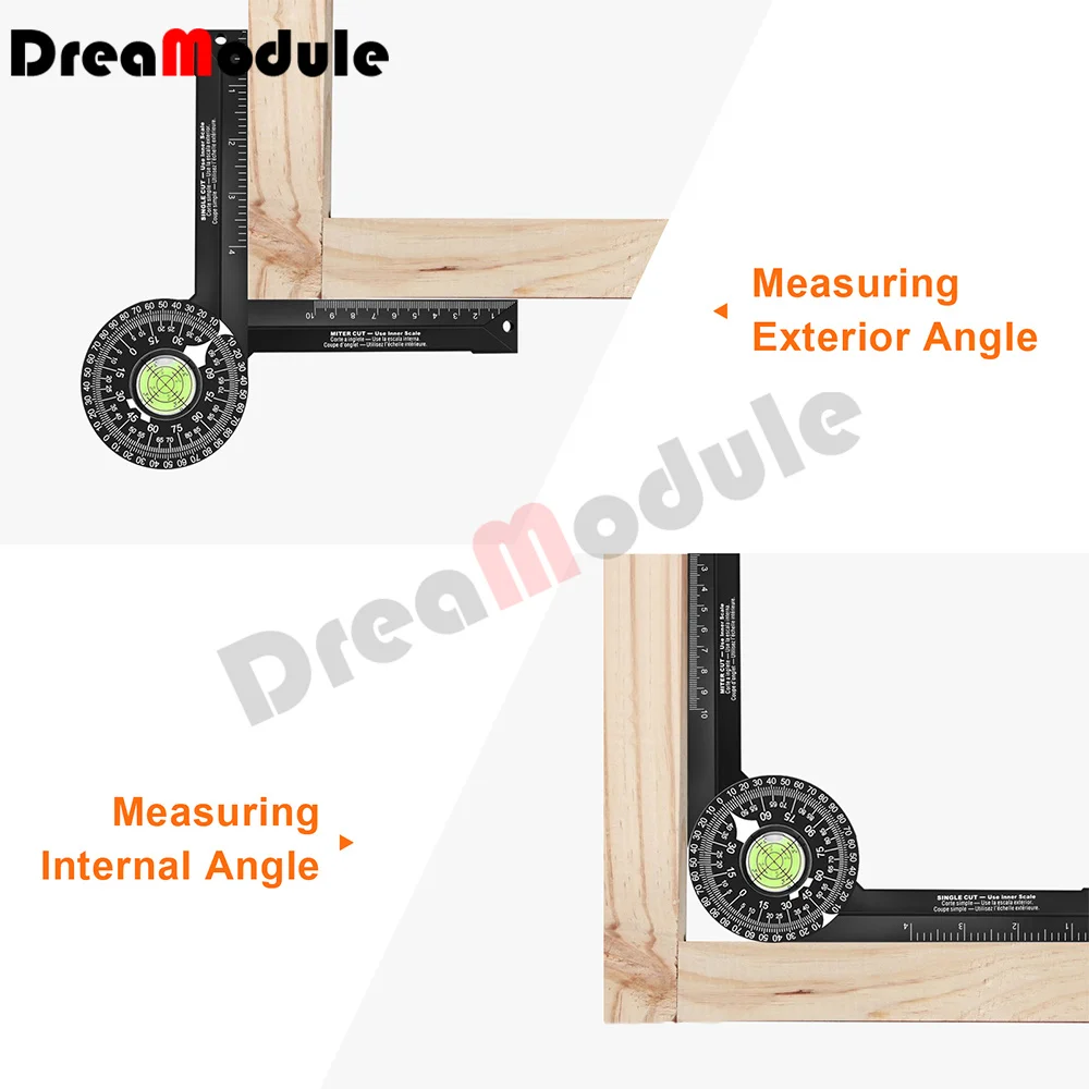 

Measuring Ruler Meter Gauge Tools Woodworking Scale Mitre Saw Protractor Angle Level with Marking Pencil Carpenter Angle Finder