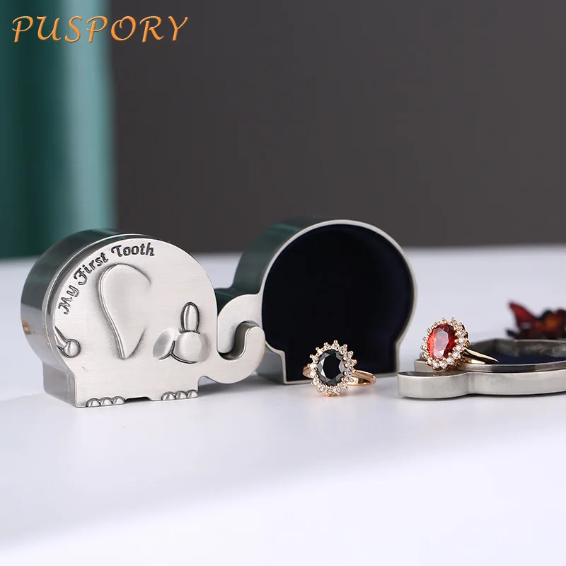 

Изысканный Простой слон для новорожденных, детские зубы, коробка для коллекции волос Lanugo, металлическая маленькая Подарочная коробка для д...