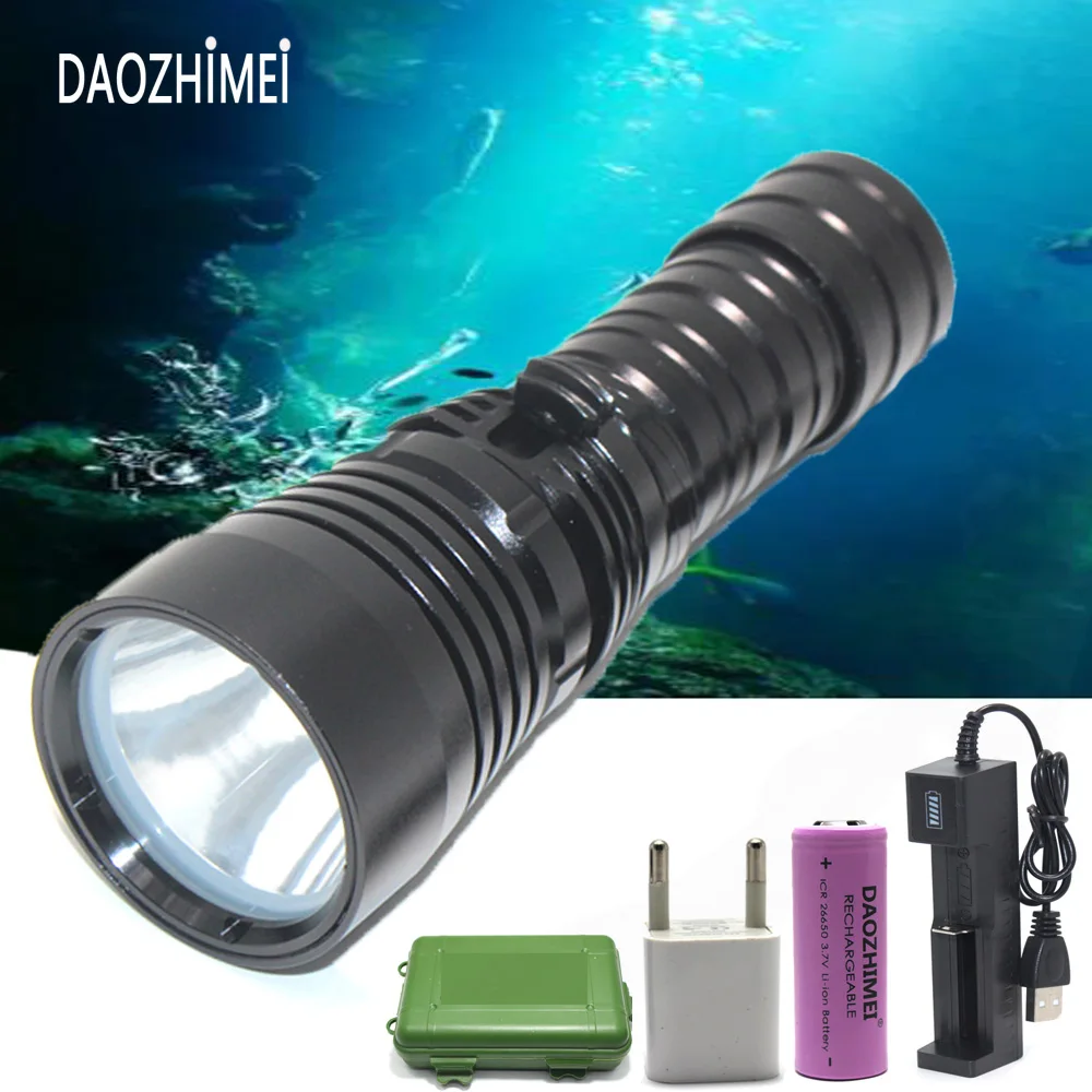

Super Bright diving Tactical lights Waterproof Flashlights XM-L2 White /Yellow light 26650 Camping LED Diving Flashlight