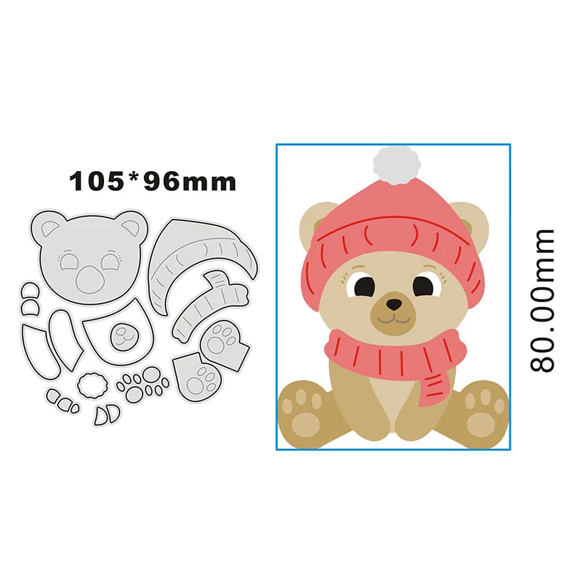 Металлические Вырубные штампы трафареты Рождественский медведь для рукоделия