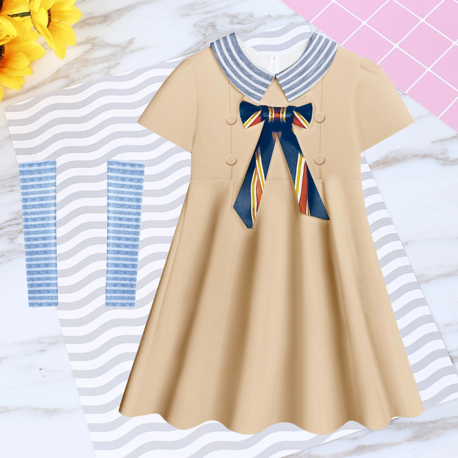 

Однотонный Детский костюм для косплея на пуговицах, костюм на Хэллоуин для девочек, милая одежда, школьная форма, стильные праздничные наряды