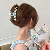 new sweet chic hair claws for women girls elegant handmade colorful oil drops butterfly ponytail hair clip ornament accessories