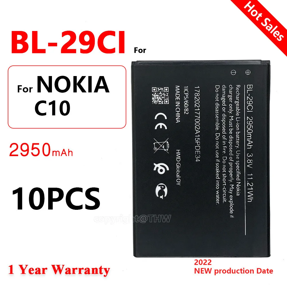 

Genuine BL-29CI 2950mAh Battery For Nokia C10 BL-29CI Mobile Phone Batteri Battery Cell Phone Replacement Battery+Tracking Code