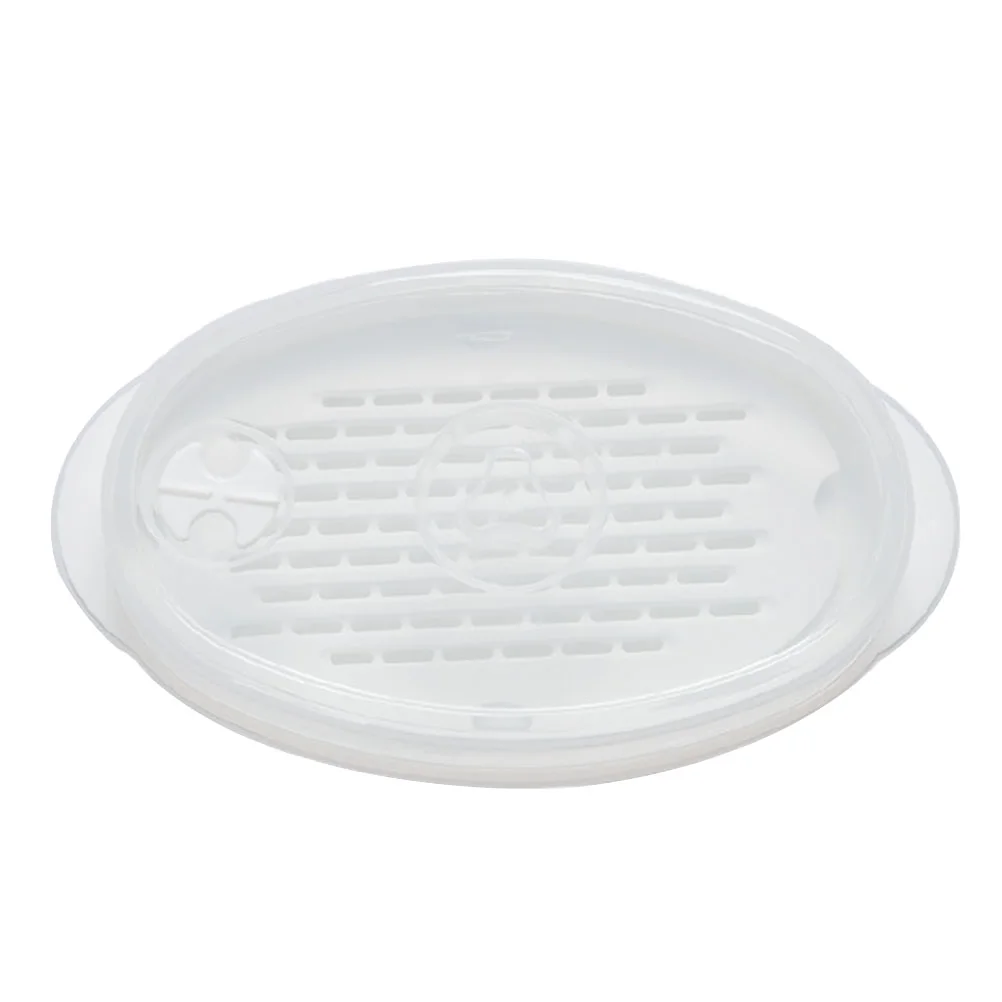

Steamer Microwave Steamingplatetray Oven Vegetable Holder Basket Serving Dish Oval Rack Seafood Platter Mircrowave Cookware Pot