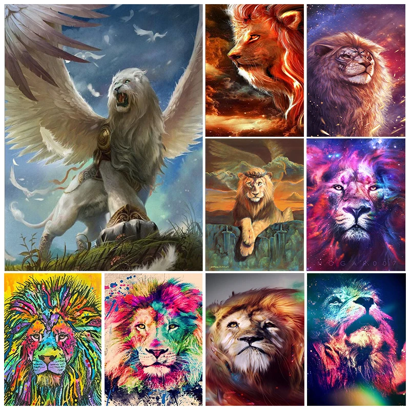 

Lion Mosaic Diamond Painting Different kinds of Lions Diamond Mosaic Rhinestone DIY Cross Stitch Home Decoration