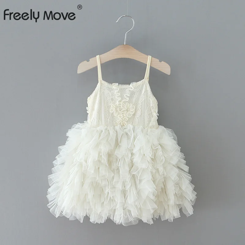 

Freely Move Lace Girls Princess Dress Fluffy Cake Smash Dresses Kids Party Costume Wedding Birthday Tutu Gown Children Clothing