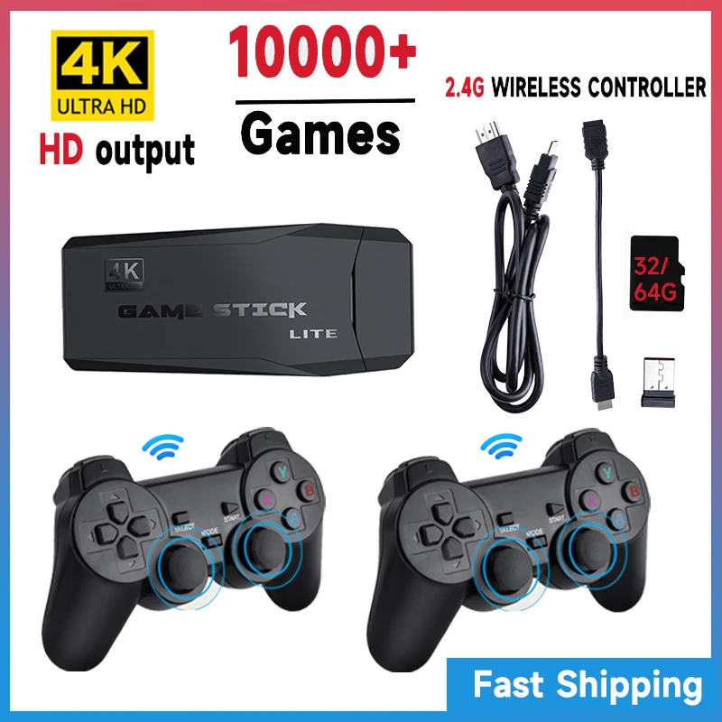 

Lite Game Stick 4K 64G/32G Retro Video Games Console Built in 10000+ Games Wireless Controller for Boys Gift Dropshipping