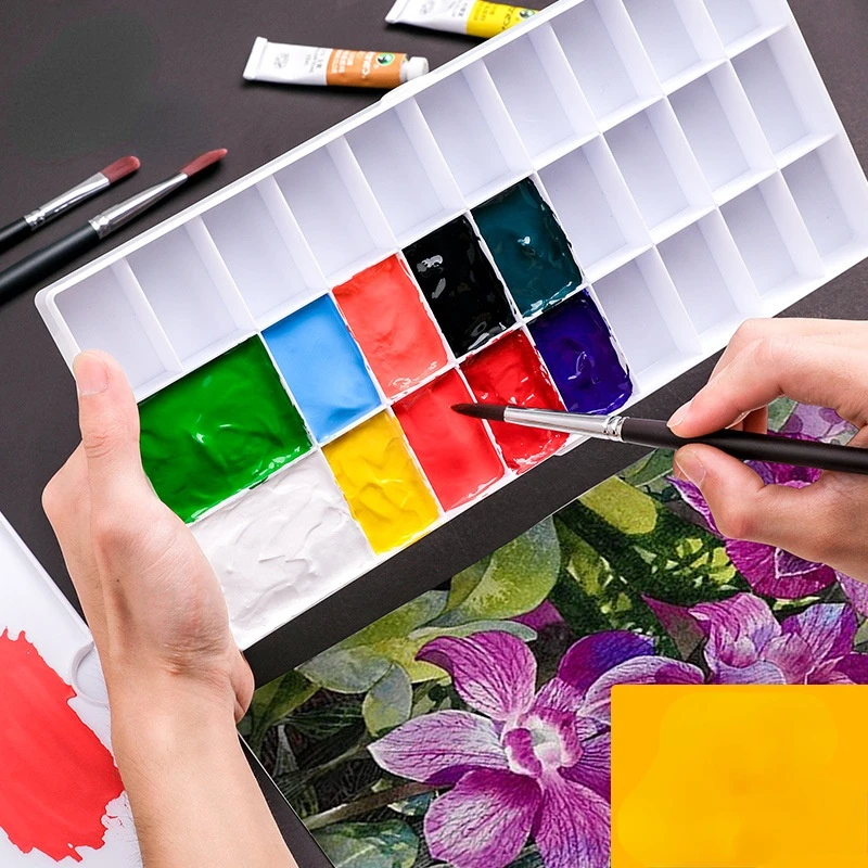 

50-grid Multi-function Color Box 35-grid Pull-out Gouache Watercolor Paint Box 25-grid Folding-lid Palette Art Supplies