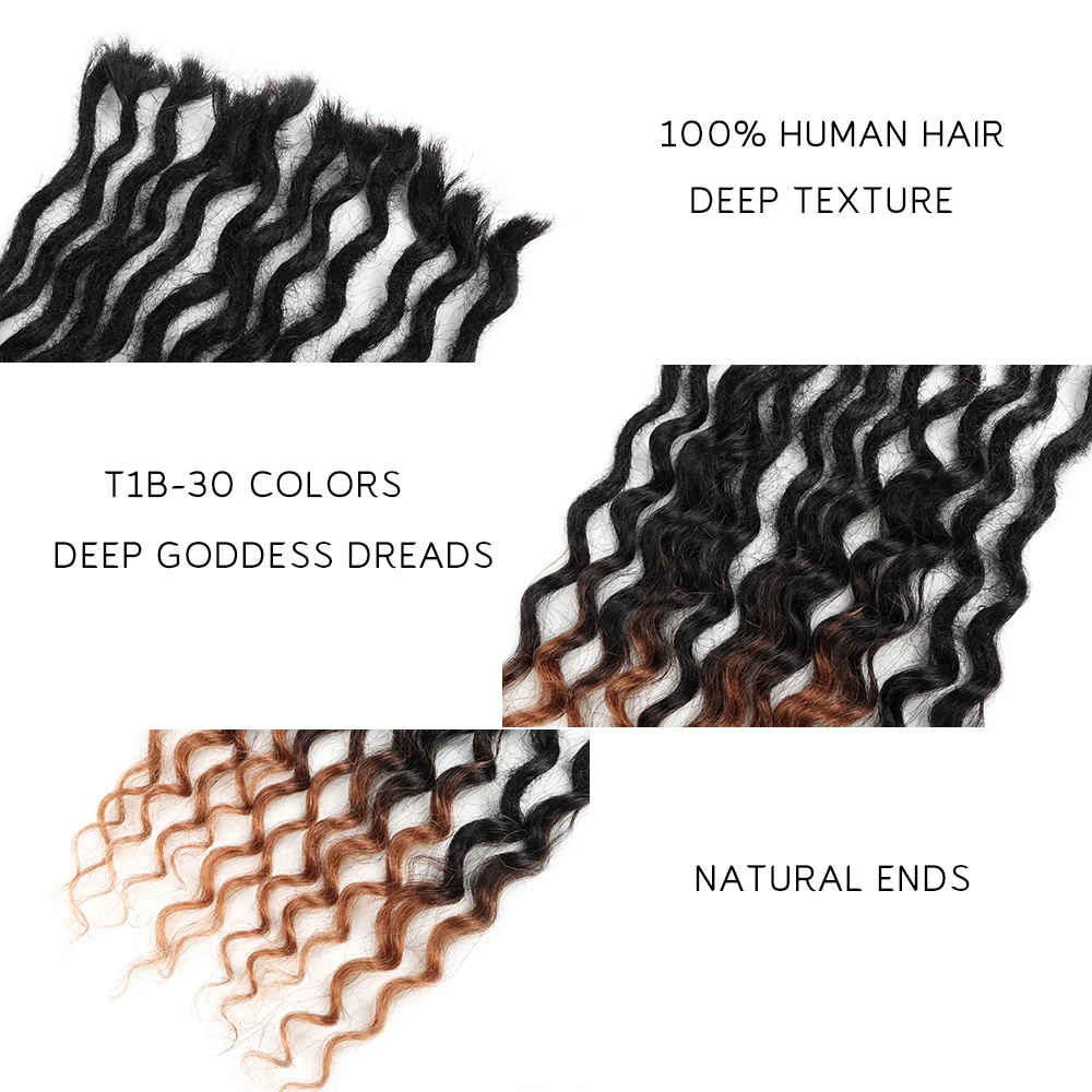 Фото Натуральные волосы AHVAST Loose Deep Wave Goddess Locs, 0.6 см, для наращивания, натуральный цвет, оптом №5