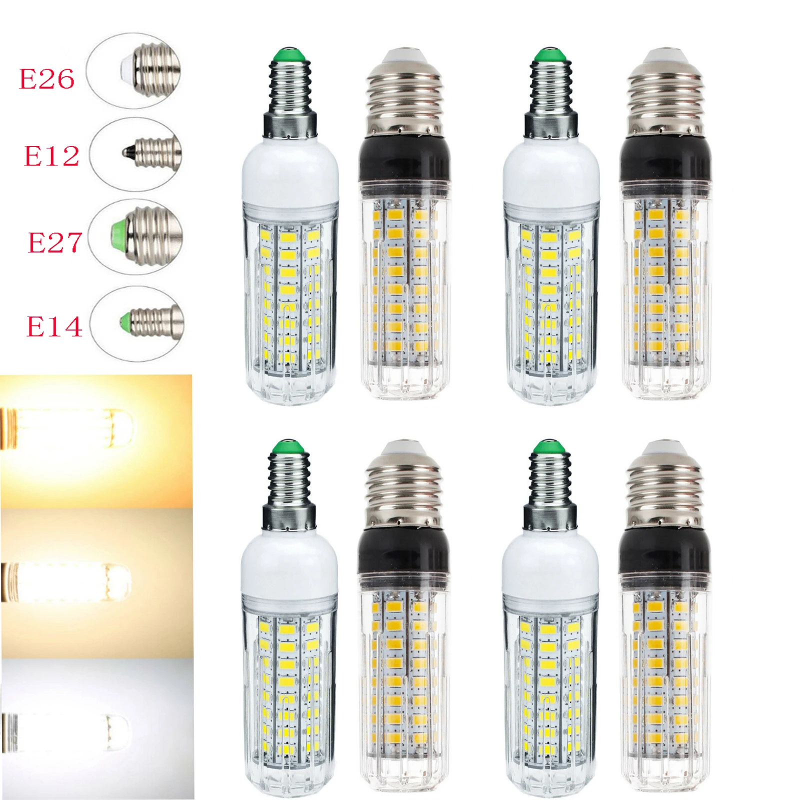 10Pcs Low Price E14 E27 E12 E26 B22 12V LED Bulb LED Corn Bulb 72LEDs 20W Chandelier Candle LED Light Cool White/Neutral White/W