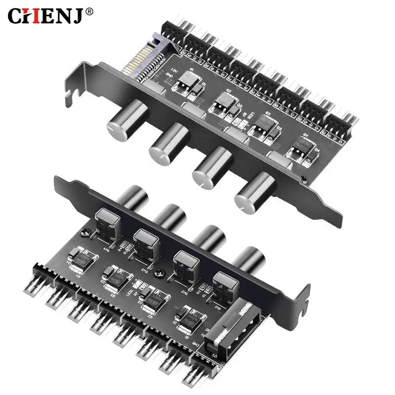 

8 Channels Cooling Fan HUB Big 4Pin Power Supply 4 Knob Radiator Speed Controller For 3pin 4pin Fan CPU PC Case Chassis