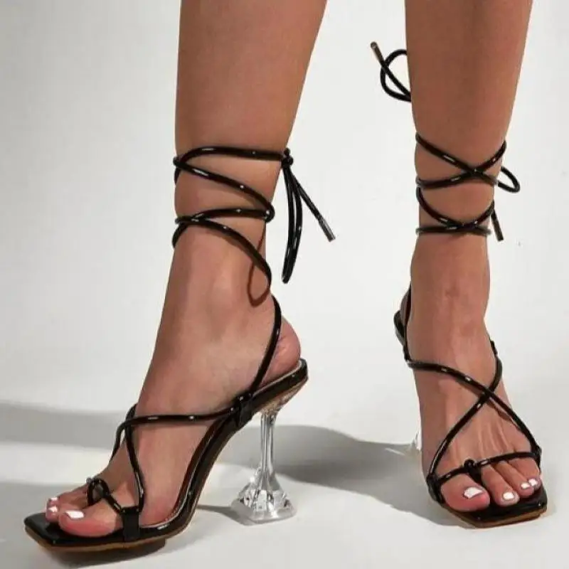 

New High Heeled Shoes Sandals Stiletto Party Cross Strap 35-43 Ytmtloy Rubber Lace Up Casual Shallow Open Sandalias Feminina 6