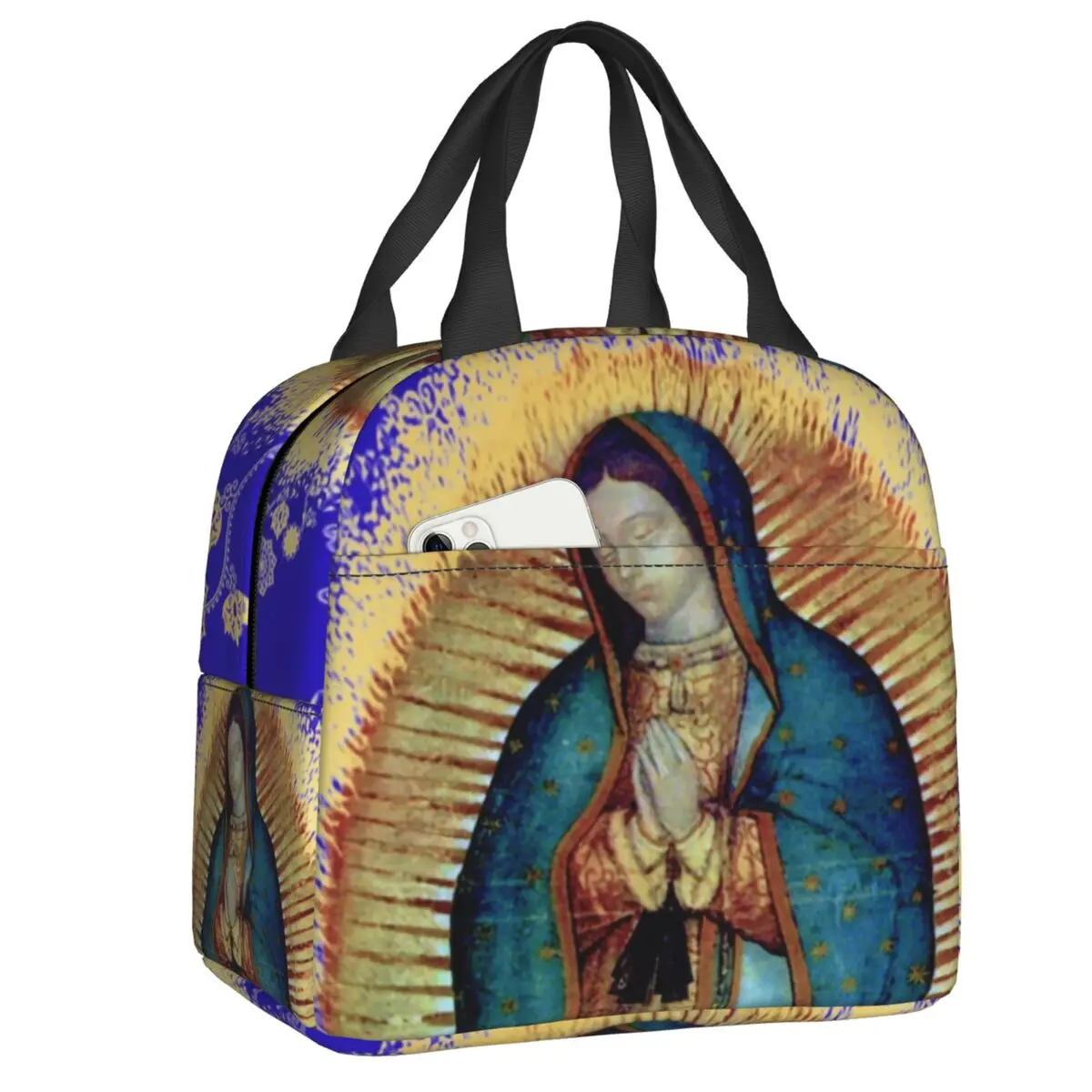 

Our Lady Of Guadalupe Mexican Virgin Mary Mexico Tilma Insulated Lunch Bag for Women Portable Cooler Thermal Lunch Tote