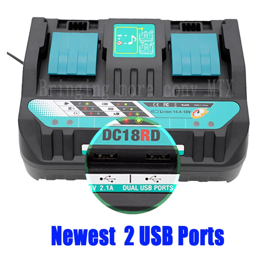 

Newest Double Li-ion Battery Charger 4A Charging Current for Makita 14.4V 18V BL1830 Bl1430 DC18RC DC18RA Fast Charging