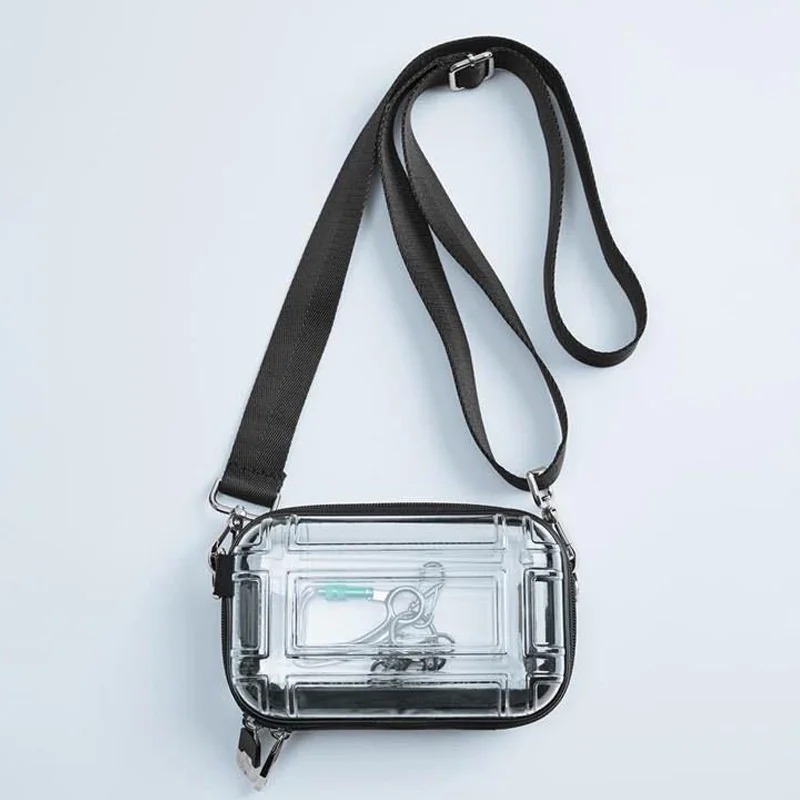 

Female Crossbaody Bag Transparent Pc Cosmetic Bag Design Suitcase Zipper Shoulder Messenger Bags Wash Mini Make Up Bags