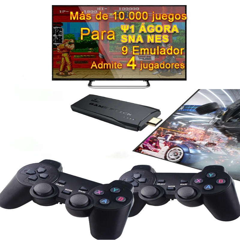 

Беспроводная игровая консоль 4K HD монитор, Классическая Ретро игровая консоль 32 ГБ Встроенная 10000 игр, двойной контроллер для PS1/GBA/MD