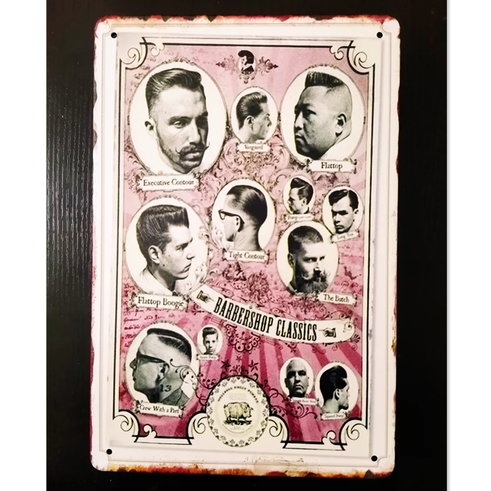 

Vintage Barber Shop Metal Signs Barbershop Poster Wall Art Retro Plaque Haircut and Shave Beard Iron Paintings Art Plates Mural