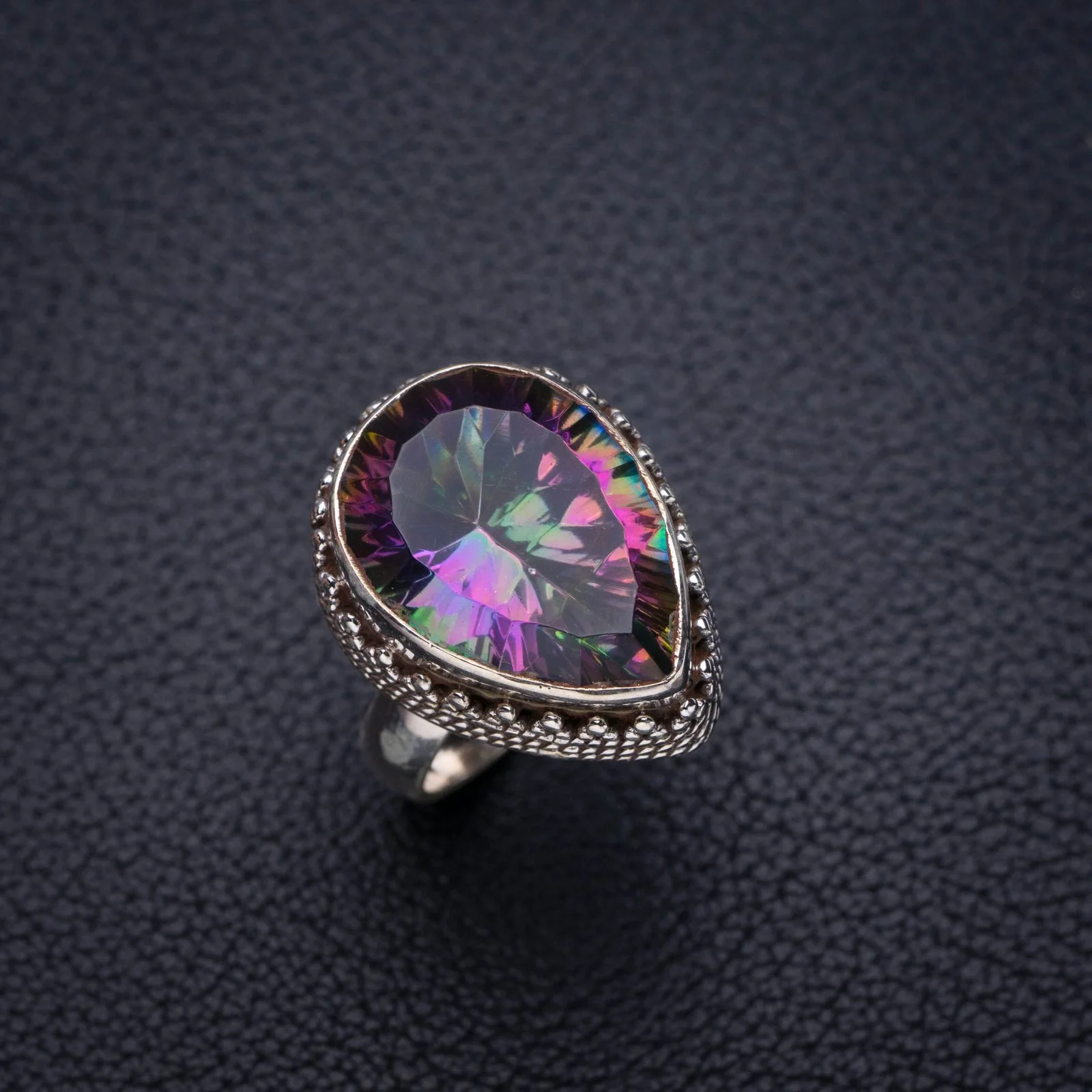 

StarGems Природный мистический Topaz ручной работы 925 пробы Серебряное кольцо 6 E7988