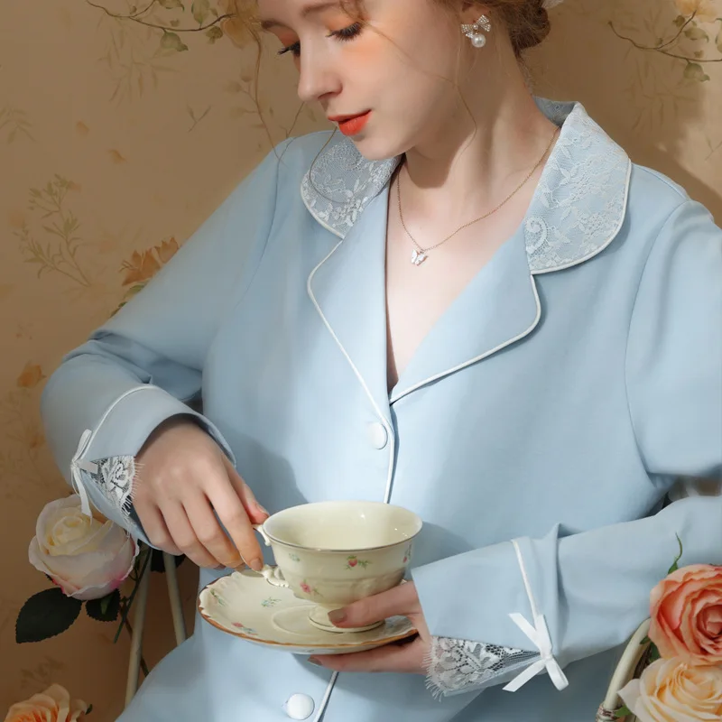 2023 Pajama Suit Girls' Long-sleeved Ins-style Casual Spring and Autumn Cotton Fashion High Grade Thin Style Home Clothes